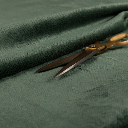 Oscar Deep Pile Plain Chenille Velvet Material Army Green Colour Upholstery Fabric - Roman Blinds