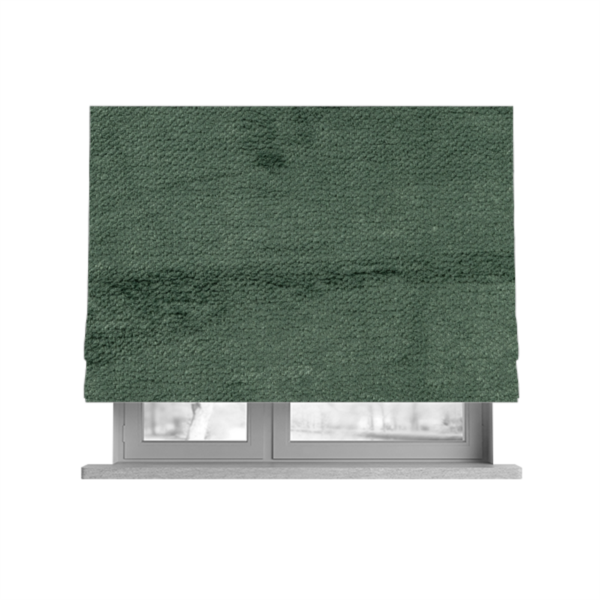 Oscar Deep Pile Plain Chenille Velvet Material Army Green Colour Upholstery Fabric - Roman Blinds