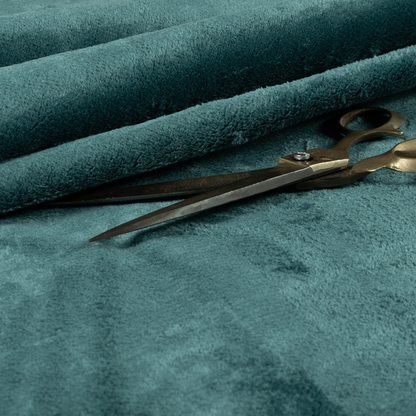 Oscar Deep Pile Plain Chenille Velvet Material Blue Teal Colour Upholstery Fabric - Roman Blinds