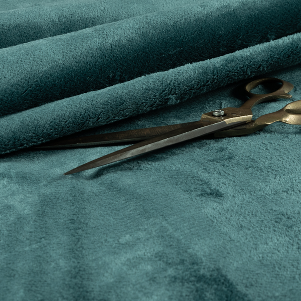 Oscar Deep Pile Plain Chenille Velvet Material Blue Teal Colour Upholstery Fabric - Handmade Cushions