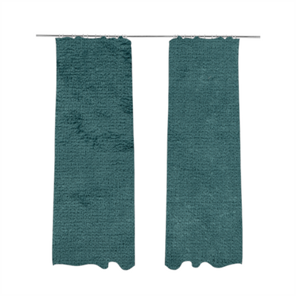 Oscar Deep Pile Plain Chenille Velvet Material Blue Teal Colour Upholstery Fabric - Made To Measure Curtains