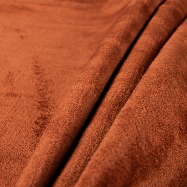 Oscar Deep Pile Plain Chenille Velvet Material Rust Orange Colour Upholstery Fabric - Roman Blinds