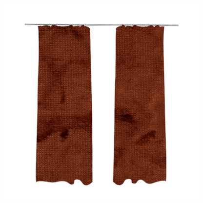 Oscar Deep Pile Plain Chenille Velvet Material Rust Orange Colour Upholstery Fabric - Made To Measure Curtains