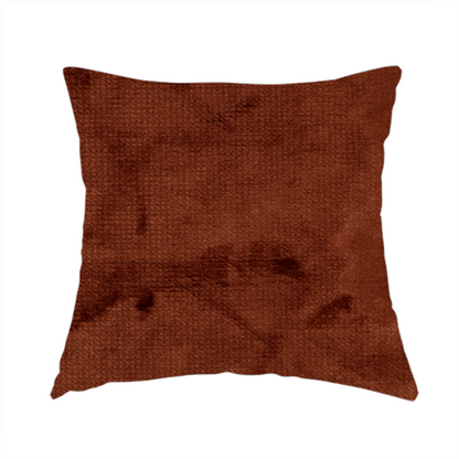 Oscar Deep Pile Plain Chenille Velvet Material Rust Orange Colour Upholstery Fabric - Handmade Cushions