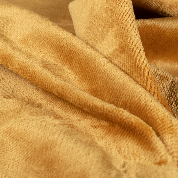 Oscar Deep Pile Plain Chenille Velvet Material Sunflower Yellow Colour Upholstery Fabric - Roman Blinds