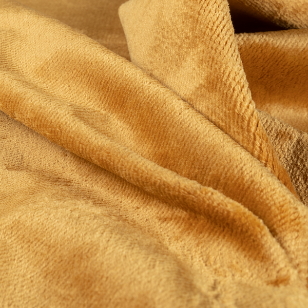 Oscar Deep Pile Plain Chenille Velvet Material Sunflower Yellow Colour Upholstery Fabric