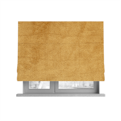 Oscar Deep Pile Plain Chenille Velvet Material Sunflower Yellow Colour Upholstery Fabric - Roman Blinds