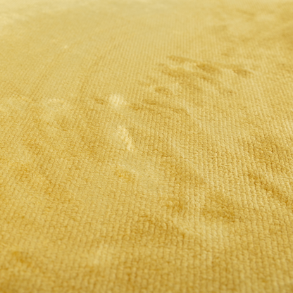 Oscar Deep Pile Plain Chenille Velvet Material Lemon Yellow Colour Upholstery Fabric - Roman Blinds