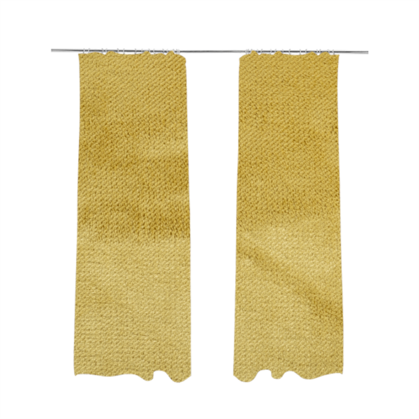 Oscar Deep Pile Plain Chenille Velvet Material Lemon Yellow Colour Upholstery Fabric - Made To Measure Curtains