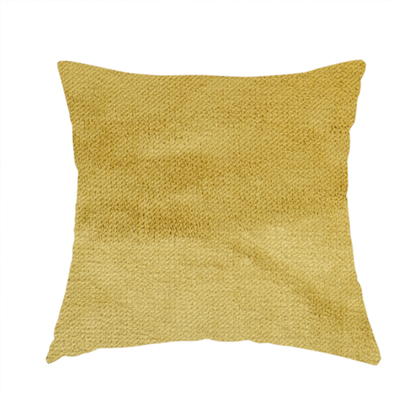 Oscar Deep Pile Plain Chenille Velvet Material Lemon Yellow Colour Upholstery Fabric - Handmade Cushions