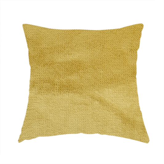 Oscar Deep Pile Plain Chenille Velvet Material Lemon Yellow Colour Upholstery Fabric - Handmade Cushions