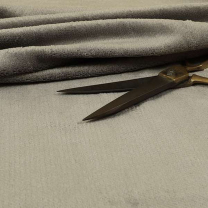 Oscar Deep Pile Plain Chenille Velvet Material Silver Colour Upholstery Fabric - Roman Blinds