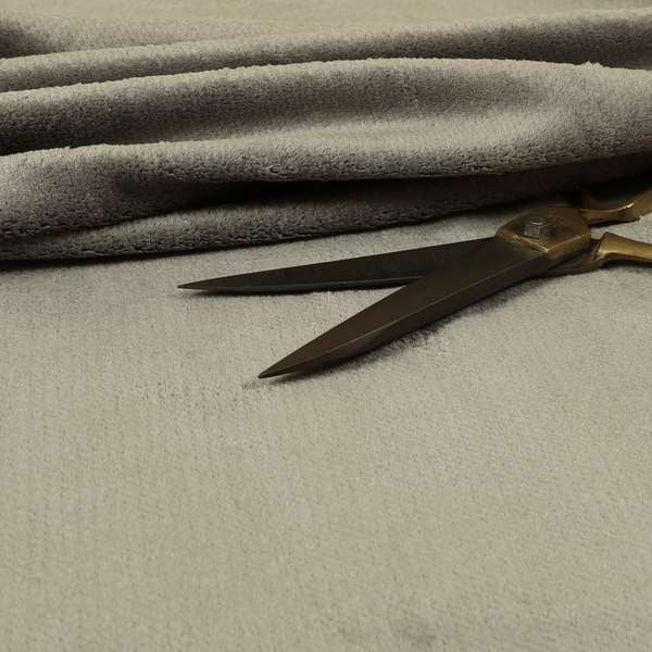 Oscar Deep Pile Plain Chenille Velvet Material Silver Colour Upholstery Fabric