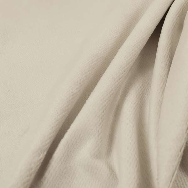 Oscar Deep Pile Plain Chenille Velvet Material White Colour Upholstery Fabric - Roman Blinds