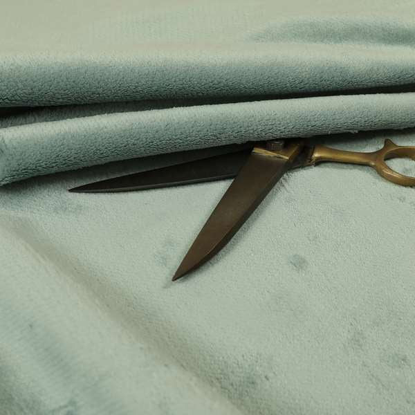 Oscar Deep Pile Plain Chenille Velvet Material Green Mint Colour Upholstery Fabric - Roman Blinds