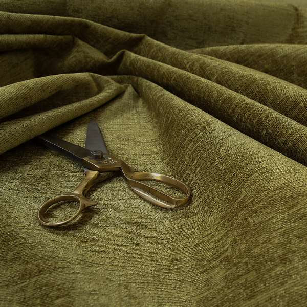 Otley Softy Shiny Chenille Upholstery Furnishing Fabric In Lime Green Colour