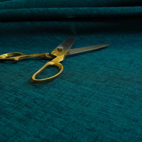 Otley Softy Shiny Chenille Upholstery Furnishing Fabric In Blue Teal Colour - Roman Blinds