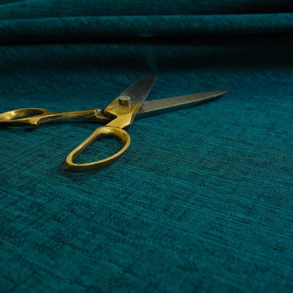 Otley Softy Shiny Chenille Upholstery Furnishing Fabric In Blue Teal Colour