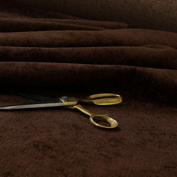 Otley Softy Shiny Chenille Upholstery Furnishing Fabric In Brown Chocolate Colour - Handmade Cushions