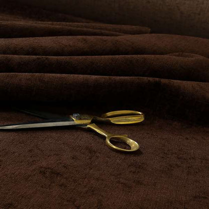 Otley Softy Shiny Chenille Upholstery Furnishing Fabric In Brown Chocolate Colour