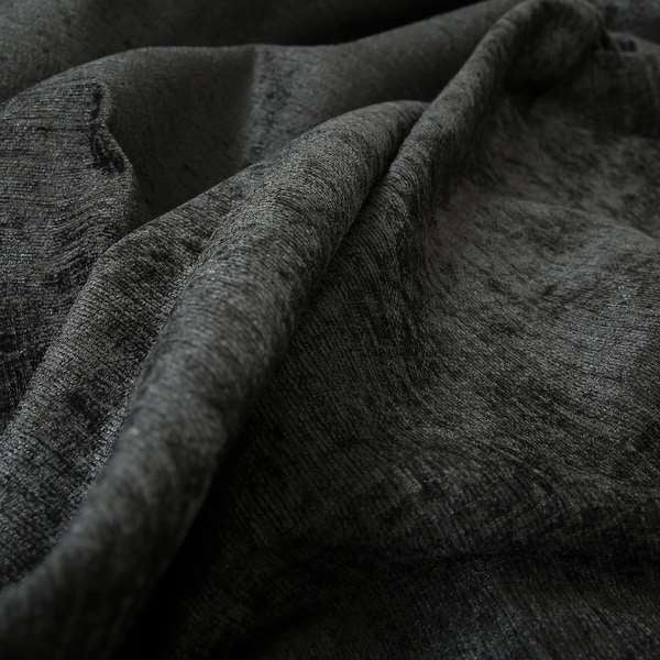 Otley Softy Shiny Chenille Upholstery Furnishing Fabric In Charcoal Grey Colour