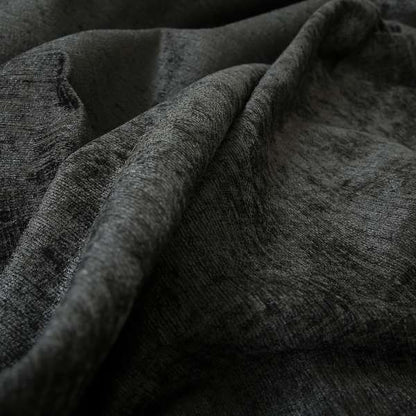 Otley Softy Shiny Chenille Upholstery Furnishing Fabric In Charcoal Grey Colour - Made To Measure Curtains