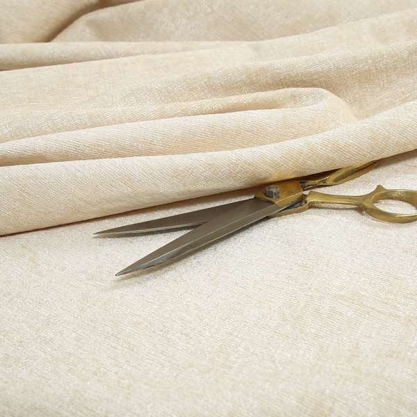 Otley Softy Shiny Chenille Upholstery Furnishing Fabric In Cream Colour