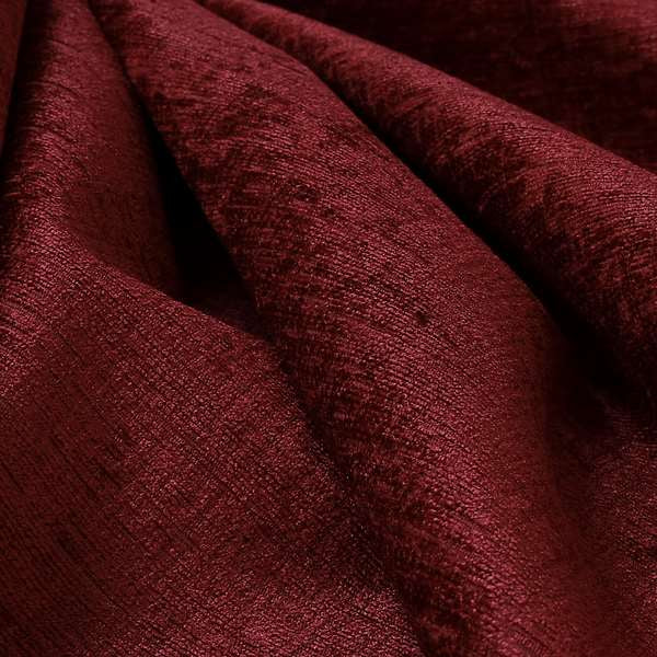 Otley Softy Shiny Chenille Upholstery Furnishing Fabric In Burgundy Red Colour