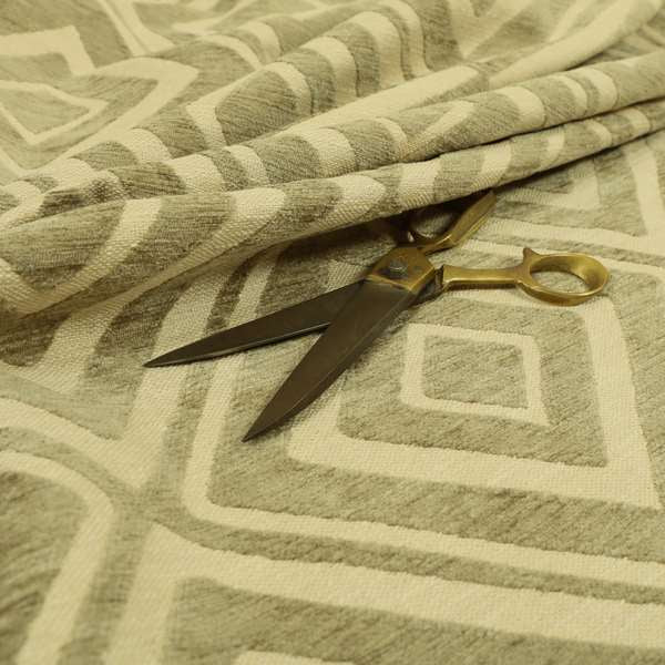 Large Geometric Pattern Beige Brown Colour Chenille Furnishing Fabric PJU090216-17