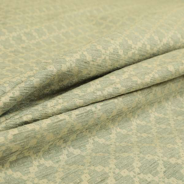 Small Signs Pattern In Duck Egg Green Colour Chenille Furnishing Fabric PJU100216-60