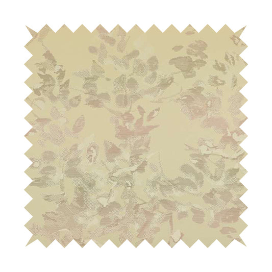 Designer Large Abstract Pattern In Natural With Pink Colour Chenille Furnishing Fabric PJU100216-62