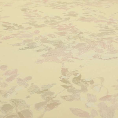 Designer Large Abstract Pattern In Natural With Pink Colour Chenille Furnishing Fabric PJU100216-62