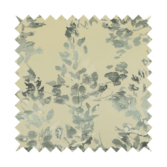 Artistic Paint Stroked Large Floral Pattern In Natural With Blue White Colour Chenille Furnishing Fabric PJU100216-75