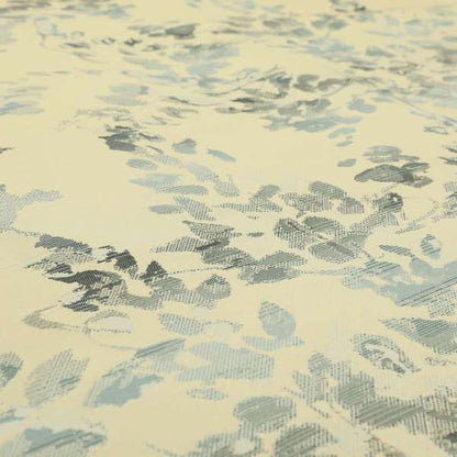 Artistic Paint Stroked Large Floral Pattern In Natural With Blue White Colour Chenille Furnishing Fabric PJU100216-75