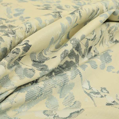 Artistic Paint Stroked Large Floral Pattern In Natural With Blue White Colour Chenille Furnishing Fabric PJU100216-75