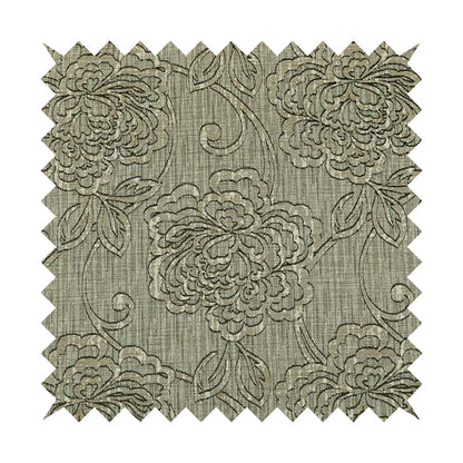 Large Floral Designer Pattern In Brown Textured Colour Chenille Furnishing Fabric PJU110216-18