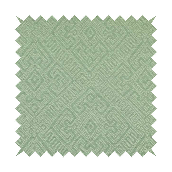 Chenille Soft White Green Grass Teal Geometric Pattern Upholstery Fabric PSS070715-02