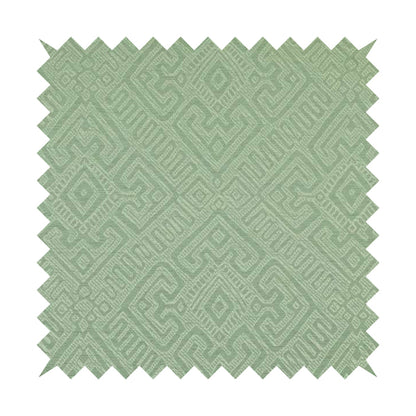 Chenille Soft White Green Grass Teal Geometric Pattern Upholstery Fabric PSS070715-02