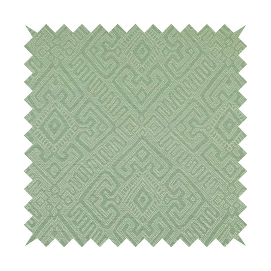 Chenille Soft White Green Grass Teal Geometric Pattern Upholstery Fabric PSS070715-02