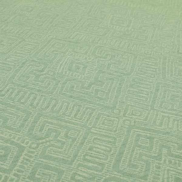 Chenille Soft White Green Grass Teal Geometric Pattern Upholstery Fabric PSS070715-02