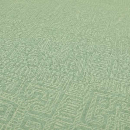 Chenille Soft White Green Grass Teal Geometric Pattern Upholstery Fabric PSS070715-02