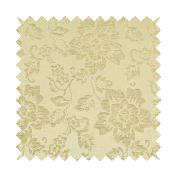 Floral Design In Beige Raised Chenille Effect Upholstery Fabric PSS080815-50