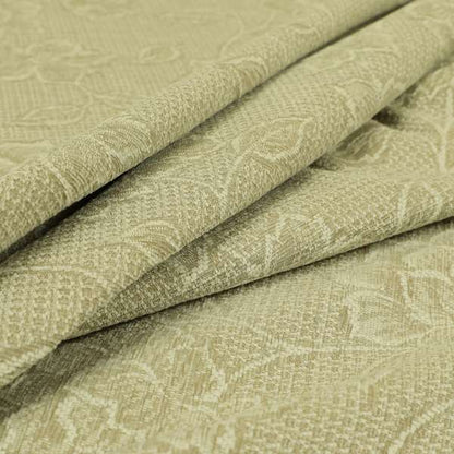 Soft Textured Floral Pattern White Beige Chenille Upholstery Fabric PSS101015-07