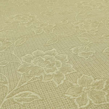 Soft Textured Floral Pattern White Beige Chenille Upholstery Fabric PSS101015-07