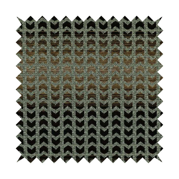 Geometric Chevron Pattern Brown Faded Colour Thick Soft Chenille Upholstery Fabric PSS140215-11