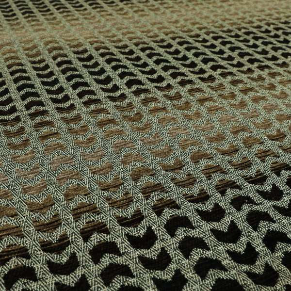 Geometric Chevron Pattern Brown Faded Colour Thick Soft Chenille Upholstery Fabric PSS140215-11