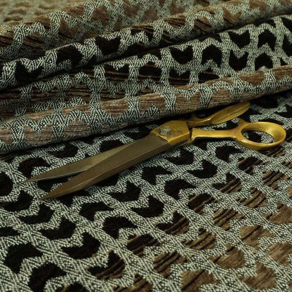 Geometric Chevron Pattern Brown Faded Colour Thick Soft Chenille Upholstery Fabric PSS140215-11