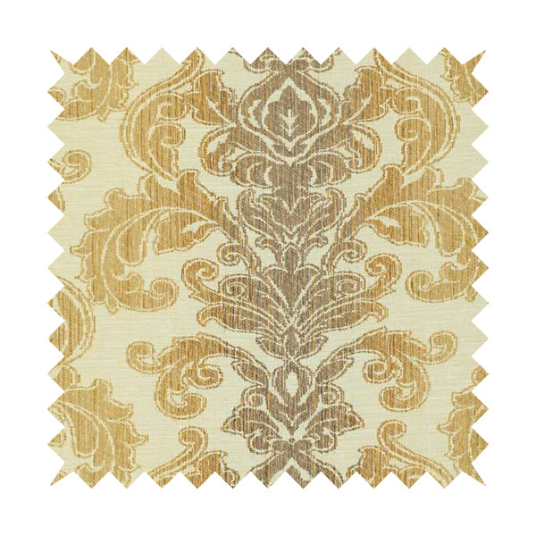 Palmette Classic Flower Leaf Design Pattern Beige Lilac Chenille Upholstery Material Fabrics PSS140215-31