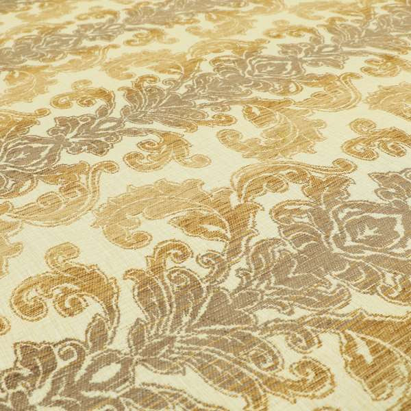 Palmette Classic Flower Leaf Design Pattern Beige Lilac Chenille Upholstery Material Fabrics PSS140215-31