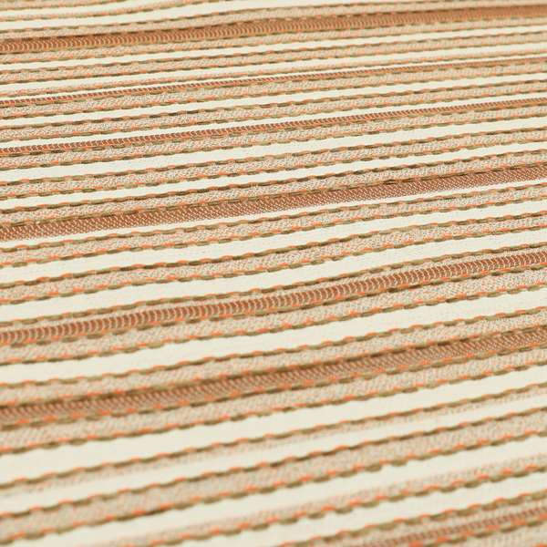 Funky Striped Pattern White Orange Colour Chenille Upholstery Fabric PSS230915-39